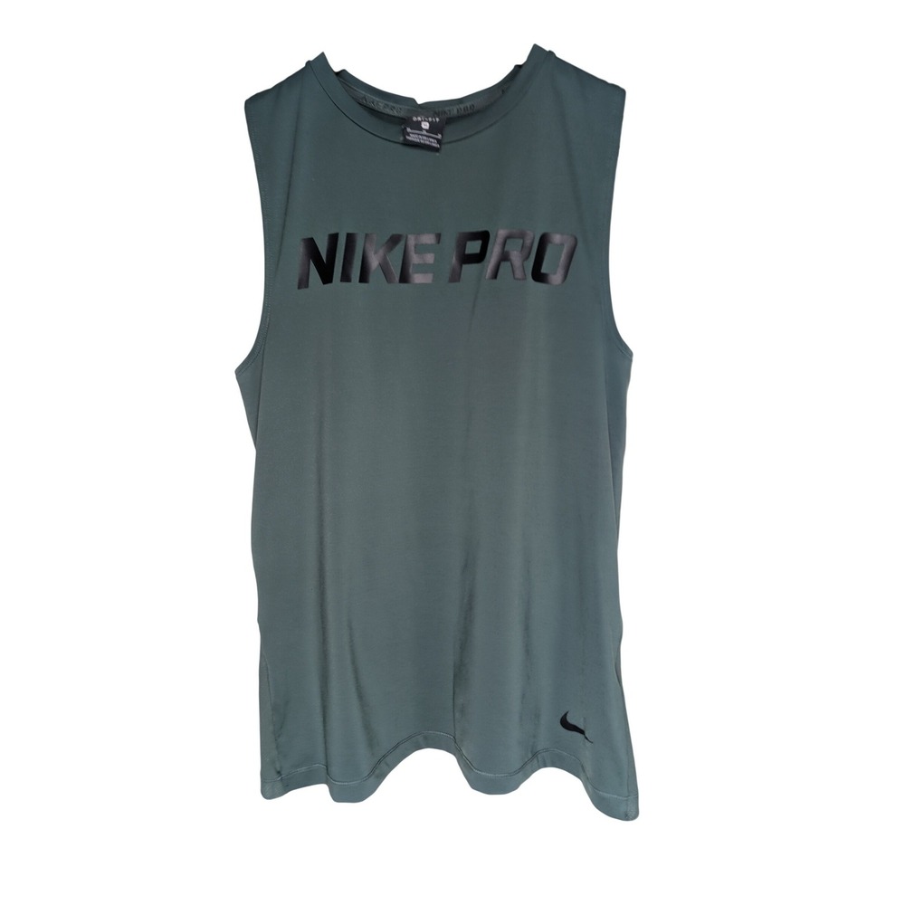 Nike Pro Dri-FIT Mesh Back Tank‎ Top Womens Medium Green AH8774-345 Cross back